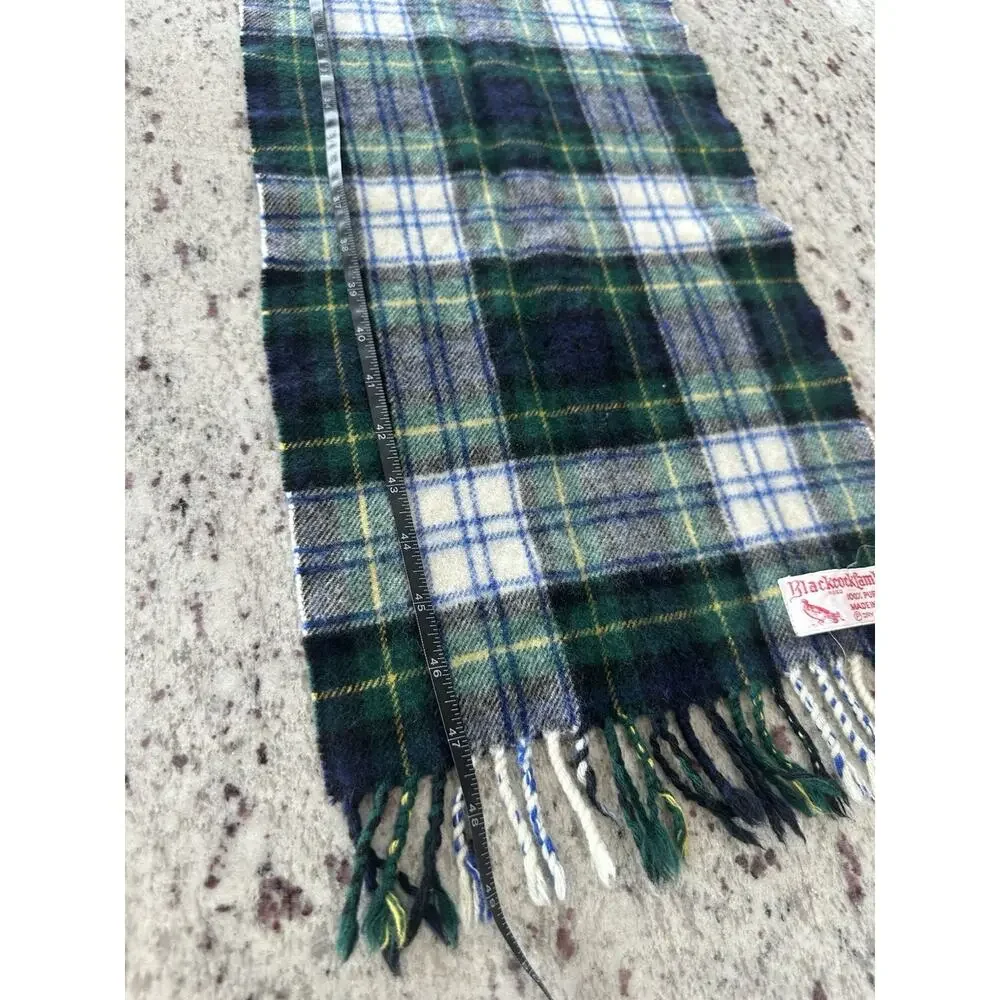 Blackcock Lambswool 100% Pure New Wool Plaid Fringe Scarf Scotland Men's